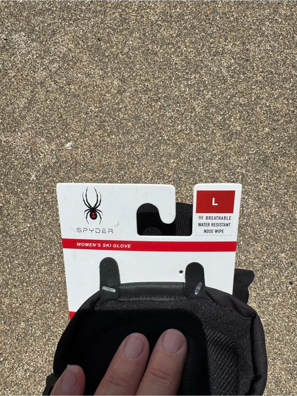 Spyder, Black, Insulated, Ski Gloves with Wrist Strap, Size Large